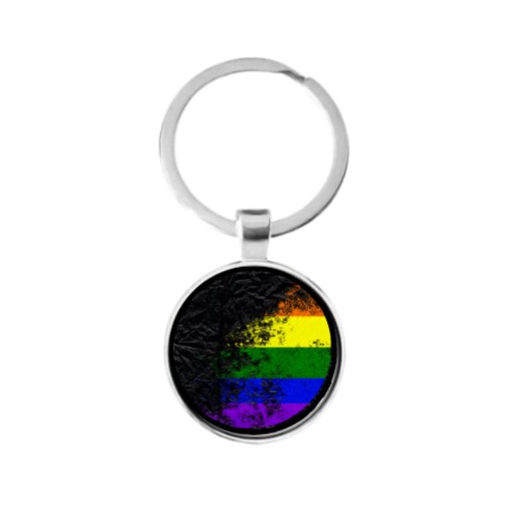 LBGTQ+ GRUNGE FLAG CUSTOM KEY RING - Picture 5 of 5